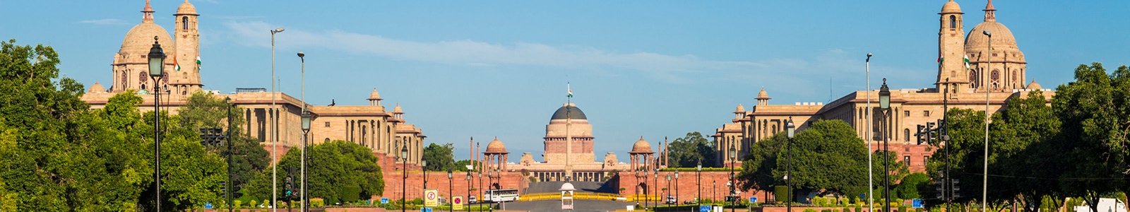 Beautiful view Indian Parliament in New Delhi stock photo 1