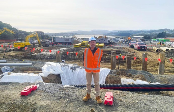 Leon Hulme, Managing Director NZ, at the new building construction site for Crown Worldwide NZ in Porirua.