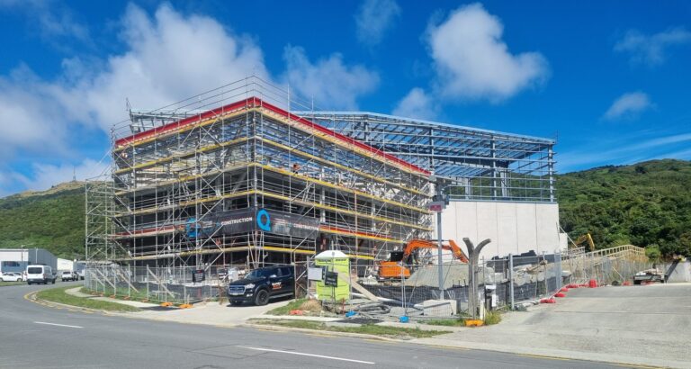 Crown Worldwide Group NZ's new build in Porirua, Wellington taking shape with the warehouse behind Februrary 2026