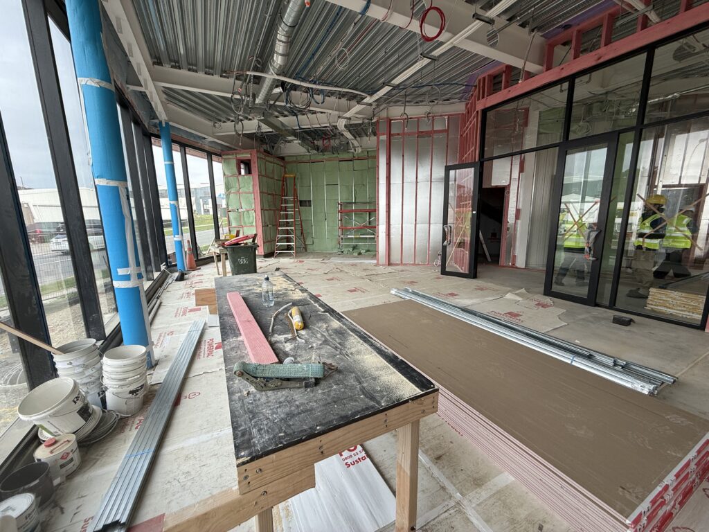 Working on internal construction for the showroom