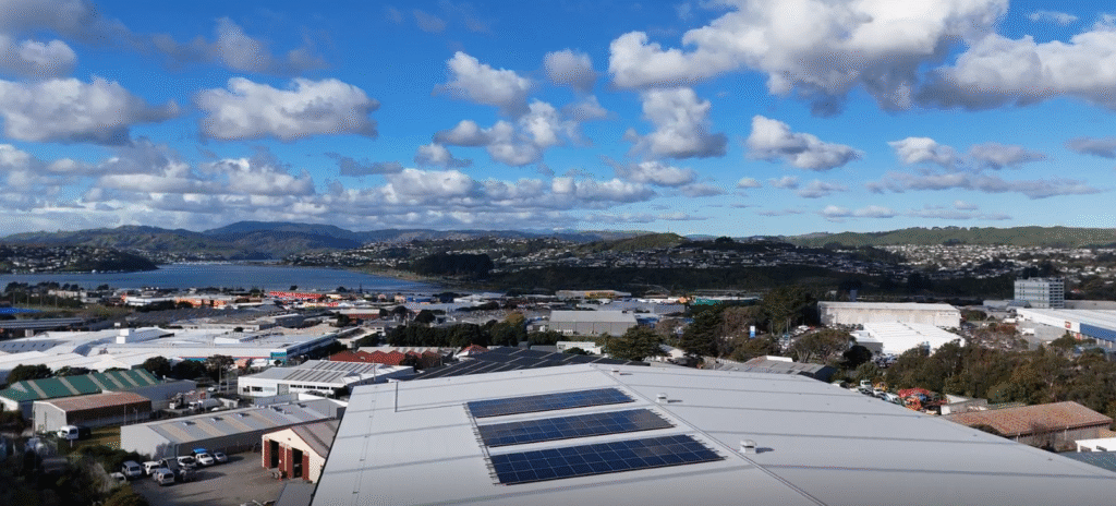 Solar panels on Crown's new Porirua warehouse Sept 2026