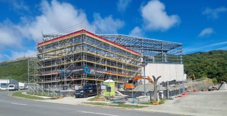 Crown Worldwide Group NZ's new build in Porirua, Wellington taking shape with the warehouse behind Februrary 2026